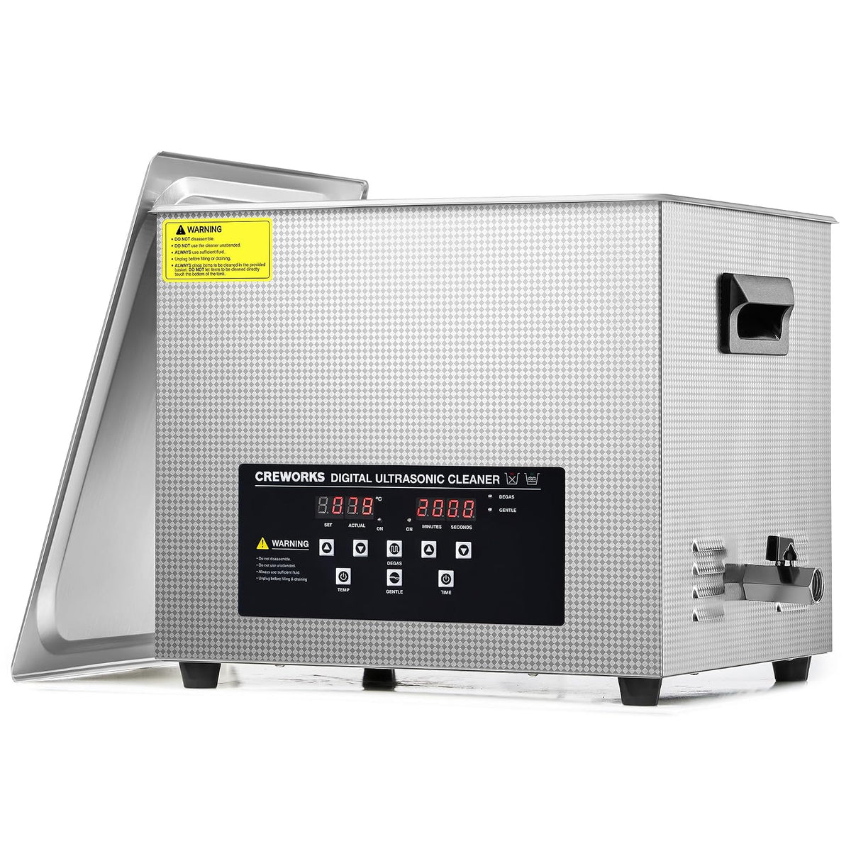 Ultrasone reiniger Creworks 15L Digitale reinigingsmachine, 360W Professionele ultrasone reiniger van RVS, met verwarmer & timer, Ultrasonic cleaner
