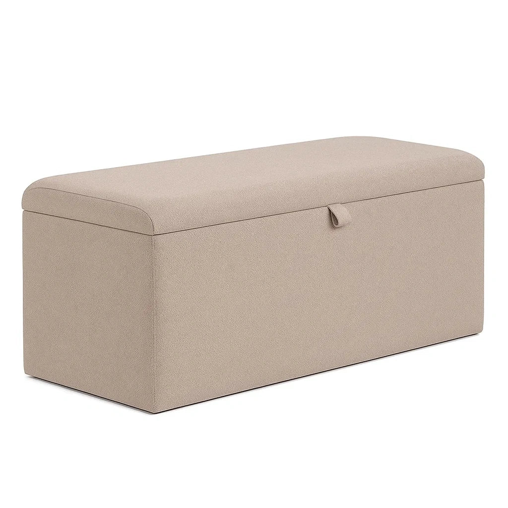 Gepolsterte Bank mit Aufbewahrung Beige 120x40x45 cm