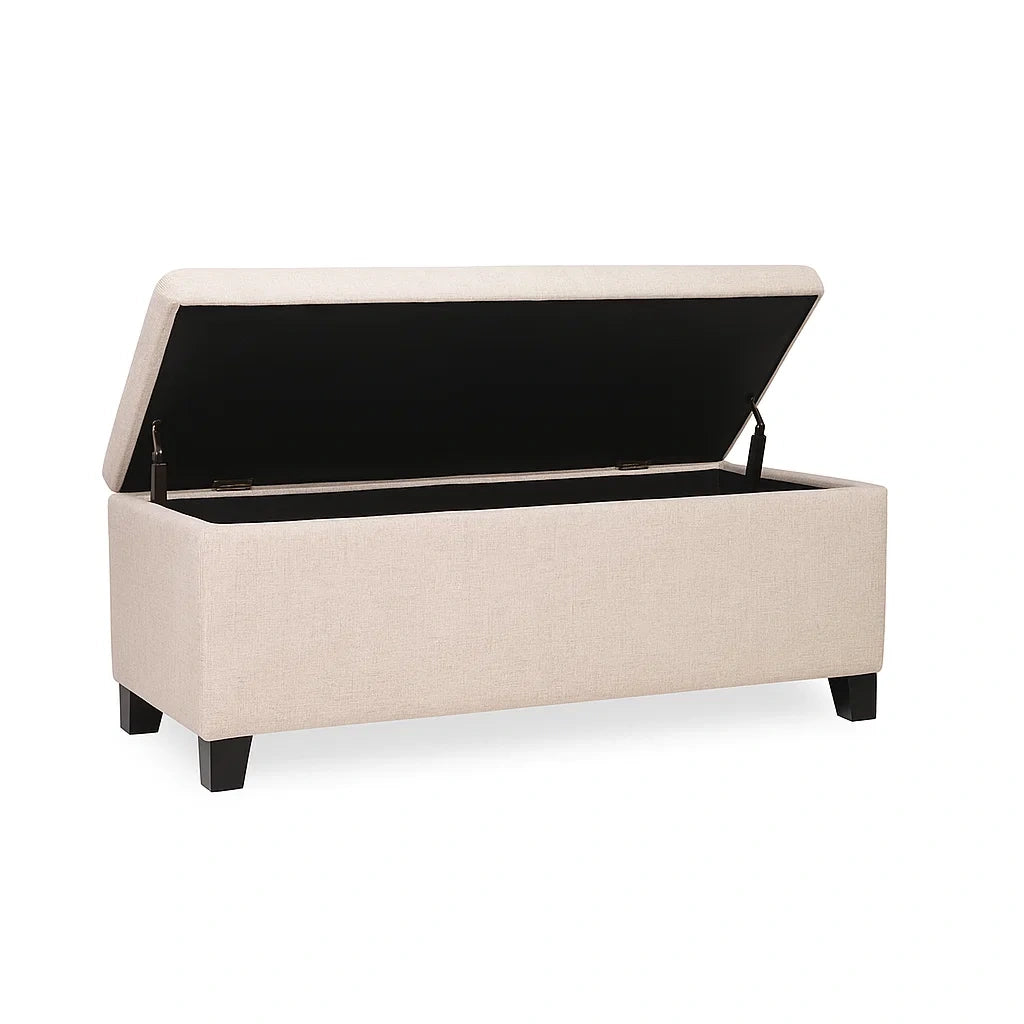 Stoff Aufbewahrungsbank Beige 120 cm