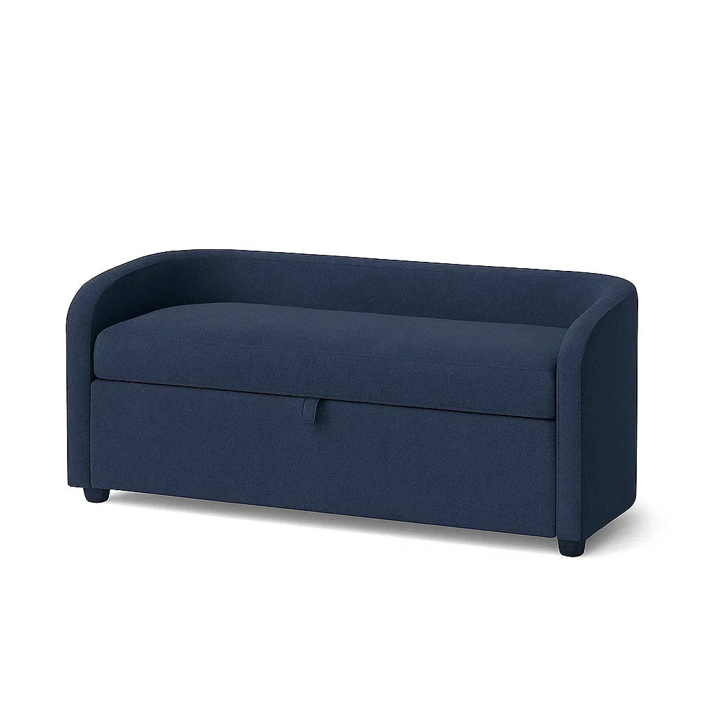 Sitzbank mit Stauraum aus Stoff Blau 120 cm