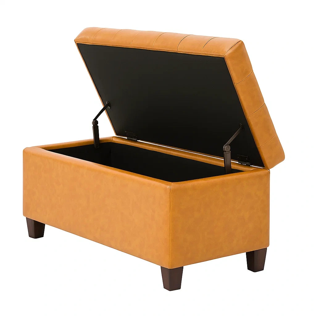 Aufbewahrungsbank Kunstleder Braun 100x40x45 cm
