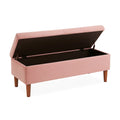 Polsterbank mit Stauraum Rosa Samt Holzbeine 120 cm