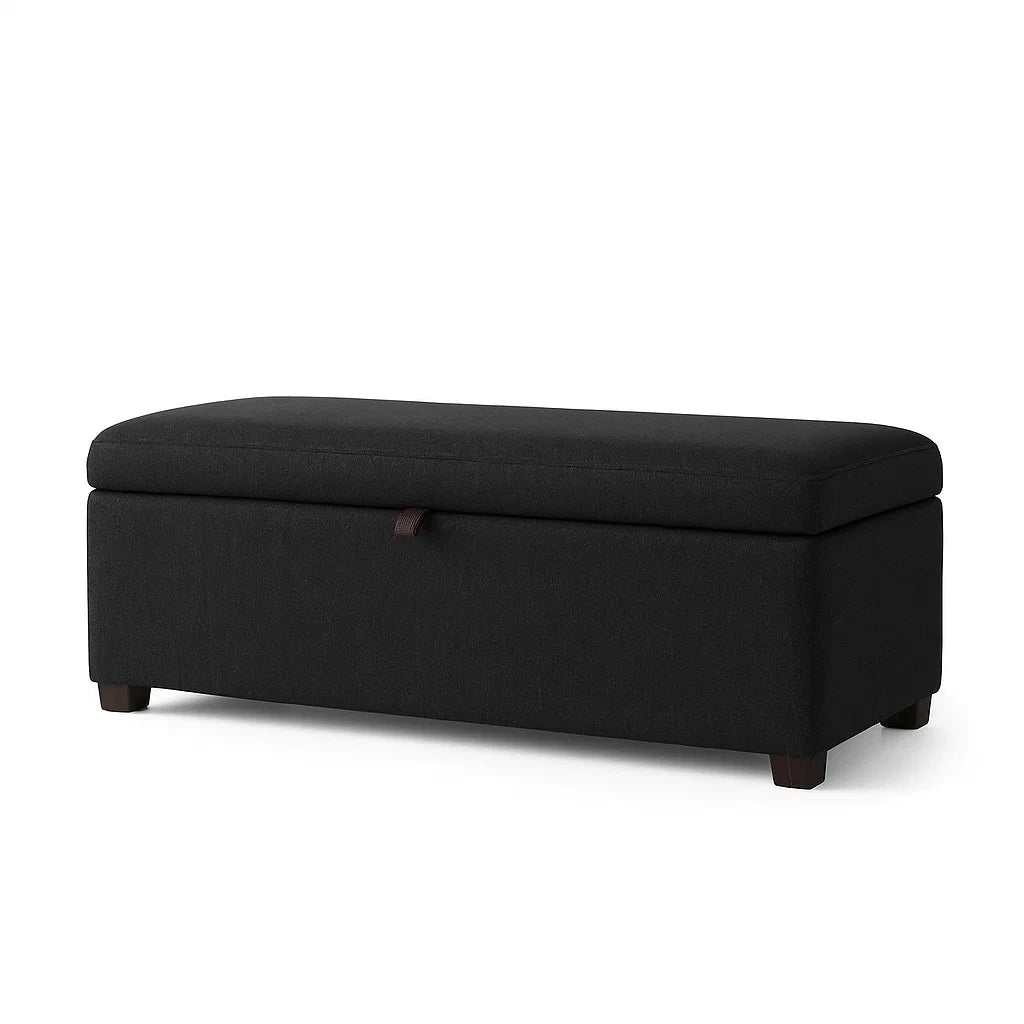 Schwarze MDF Aufbewahrungsbank mit Polyesterbezug