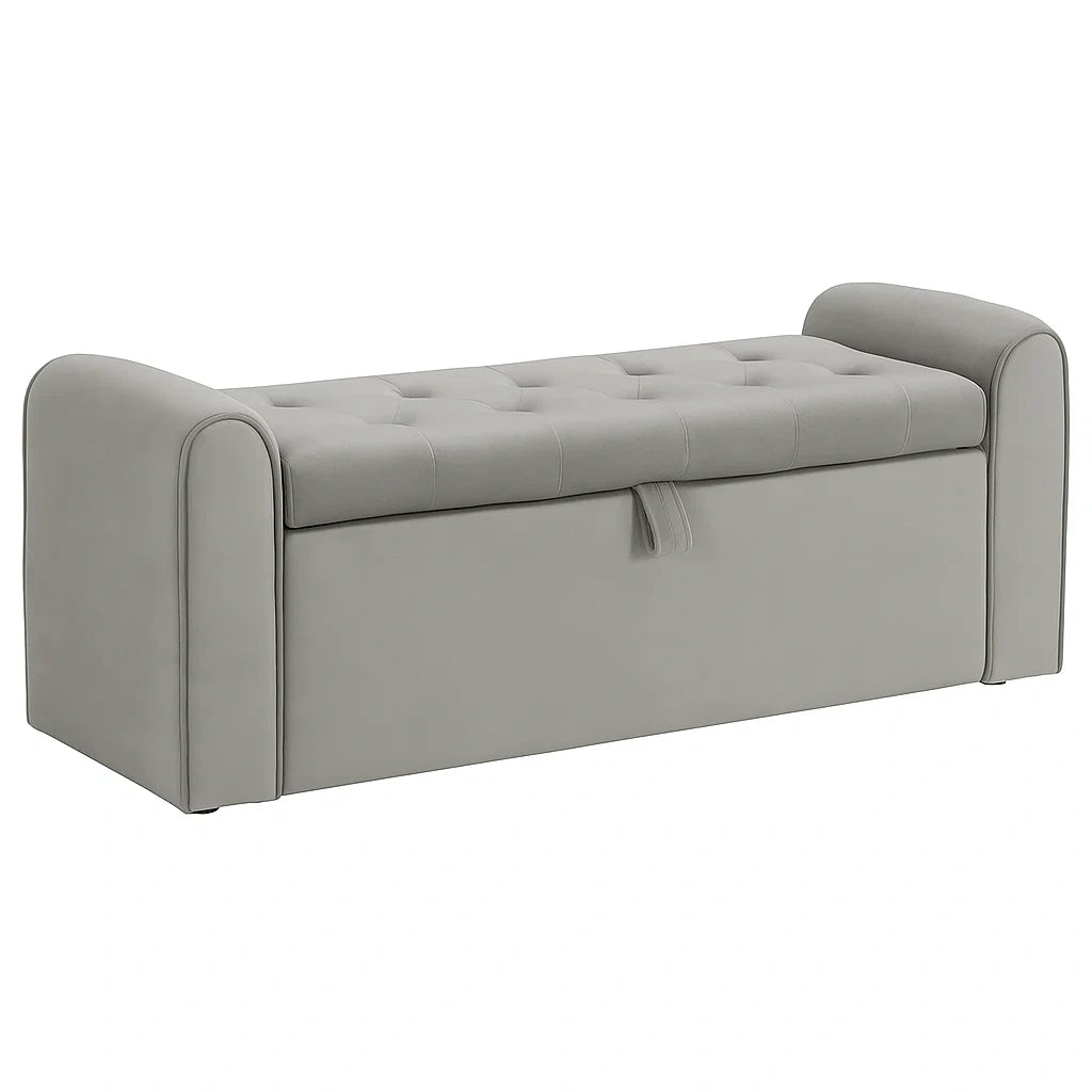 Graue Polsterbank mit Stauraum 140x50x45 cm