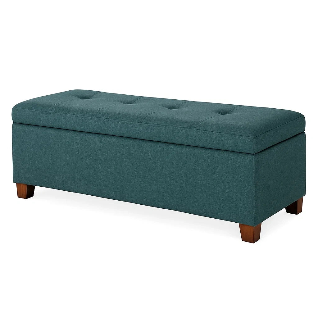 Polsterbank mit Stauraum Holzbeine Polyester Blau