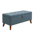 Leinen Sitzbank Blau mit Stauraum 120x40x45 cm