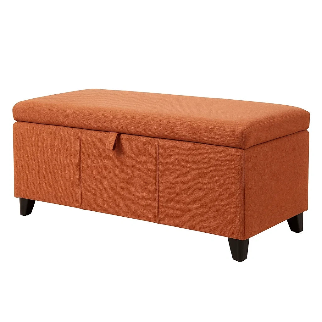 Sitzbank mit Stauraum Orange Polyester 100x40x45 cm