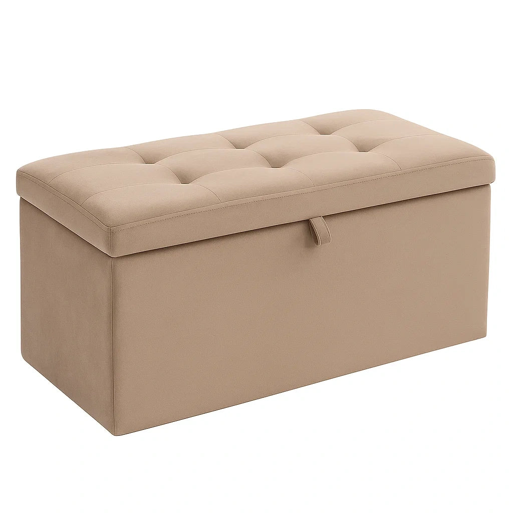 Stoff-Sitzbank mit Stauraum, Beige
