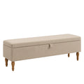 Rechteckige Aufbewahrungsbank mit Leinenbezug Beige 140x40x45 cm