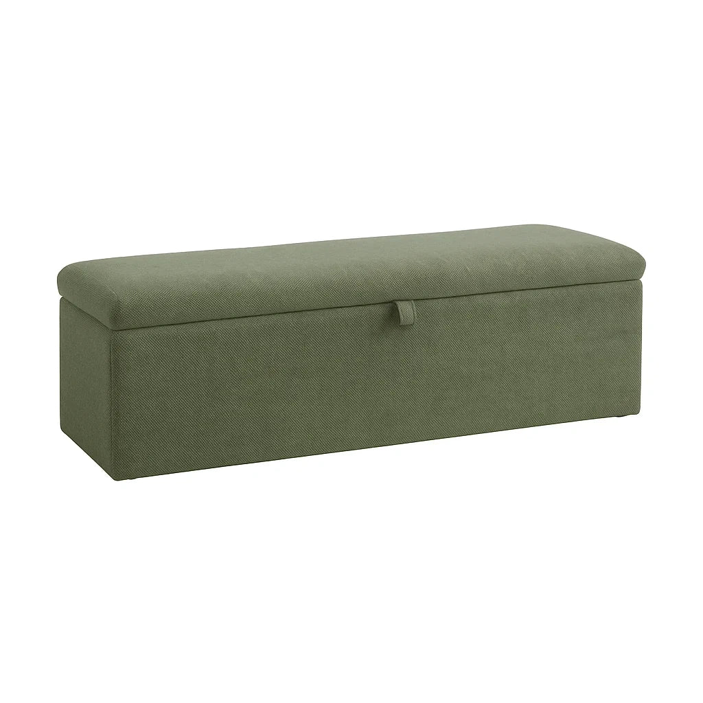 Sitzbank aus Textil Grün mit Stauraum 120cm x 40cm x 45cm