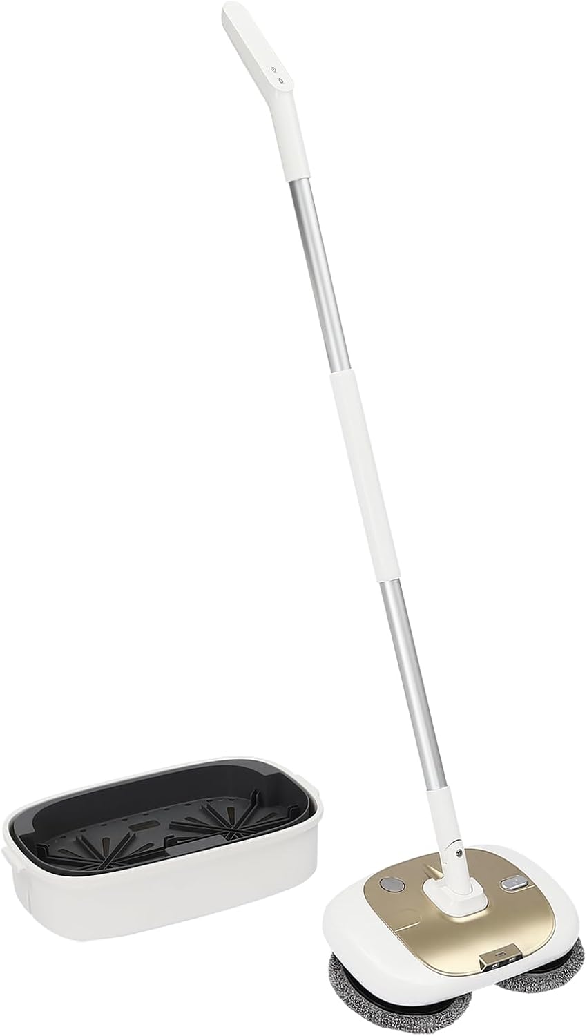 Polijstmachine Shzicmy Draadloze elektrische dweil, met waterreservoir van 400 ml en ledverlichting, 2000 mAh accucapaciteit, vloerwisser, tegels