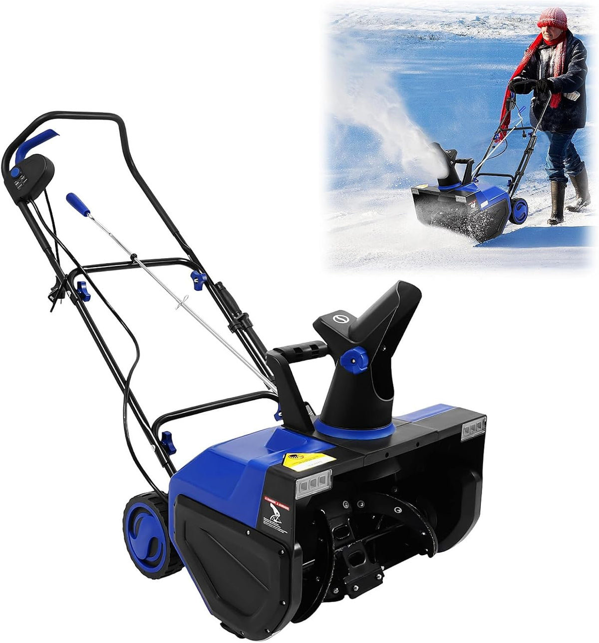 Huommgs Sneeuwfrez Elektrische sneeuwblazer, 7,6 m werfbreedte en 60 cm ruimbreedte, 2400 W, met 2 ledlampen, met 180 graden sneeuwwerp, veegmachine