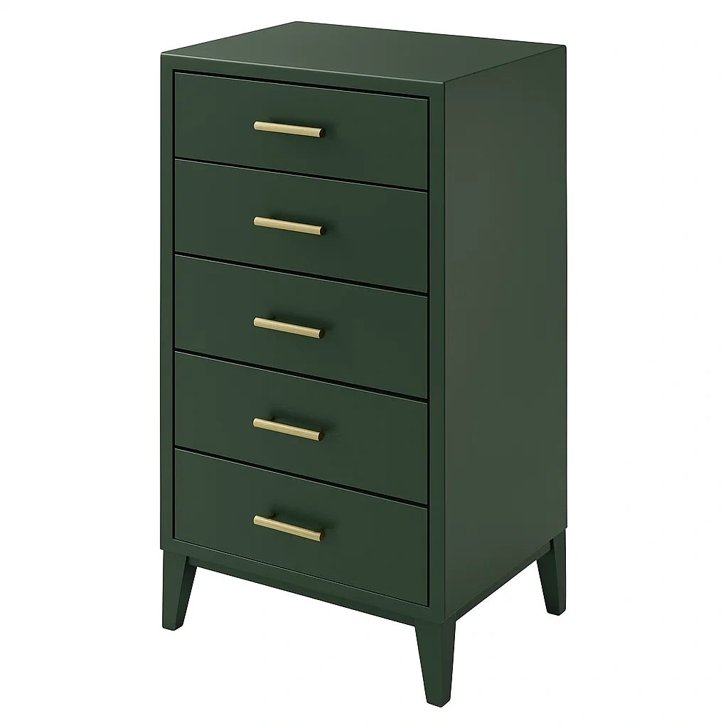 Kommode mit 5 Schubladen MDF Dunkelgrün Gold