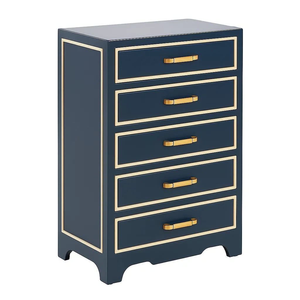 Kommode mit 5 Schubladen Blau Holz