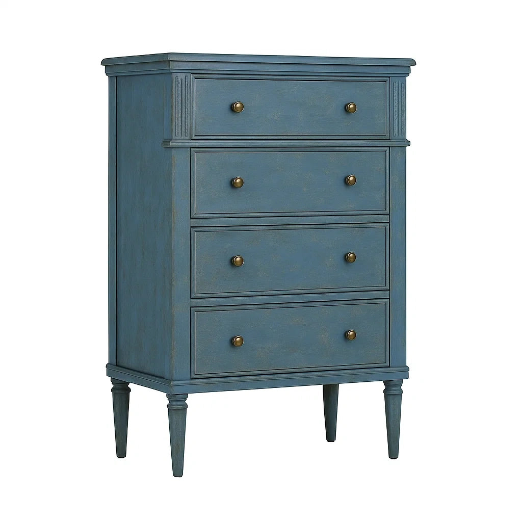 Holzkommode mit 4 Schubladen Blau