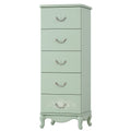 Hoher Holzschubladenschrank mit Blumenmotiv Mintgrün