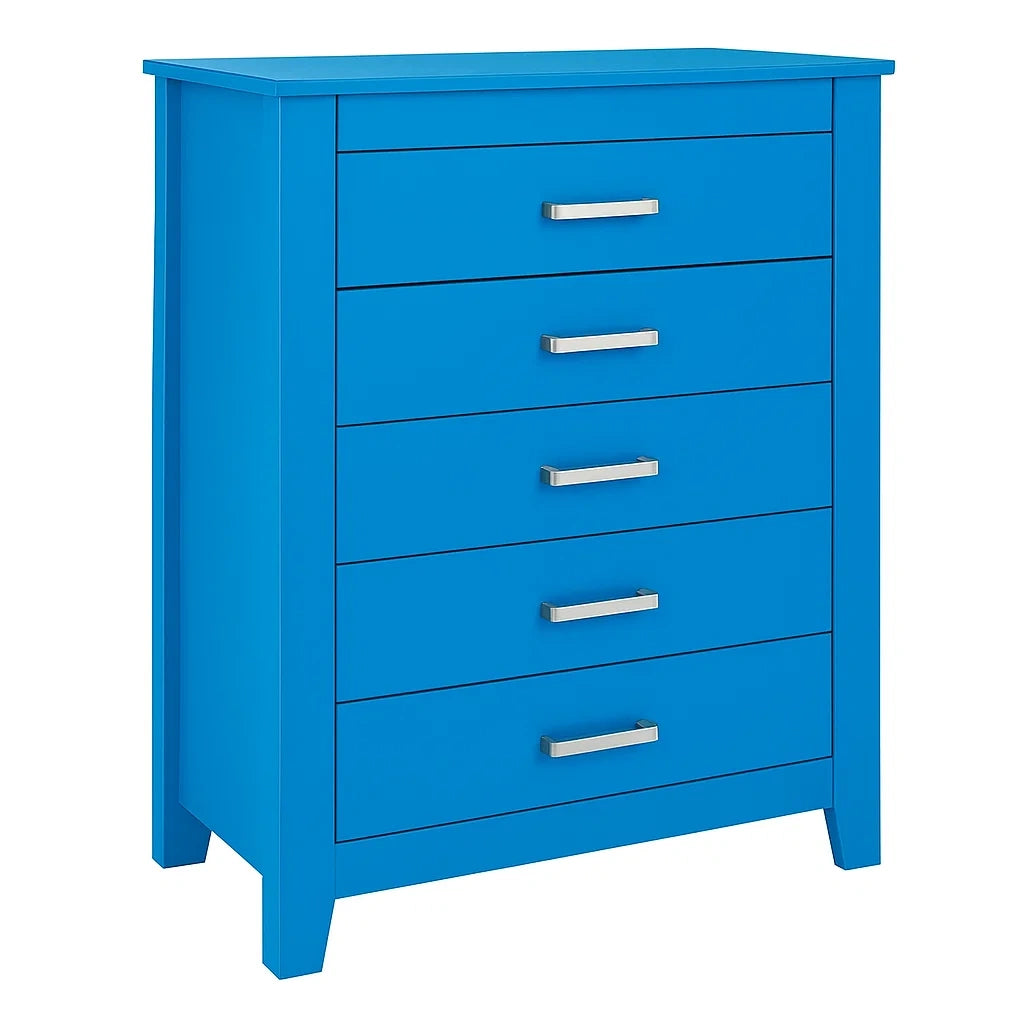 Kommode aus MDF Blau mit 5 Schubladen