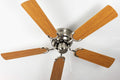 Pepeo Ventilator Plafondventilator Kisa Deluxe nikkel geborsteld, zonder Licht, inclusief trekschakelaar, Lamellen wit/esdoorn