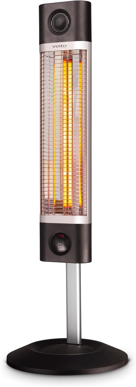 veito Elektrische kachel verwarming, geschikt, met afstandsbediening, infrarood staande warmtestraler, voor binnen, dimbaar, terrasstraler