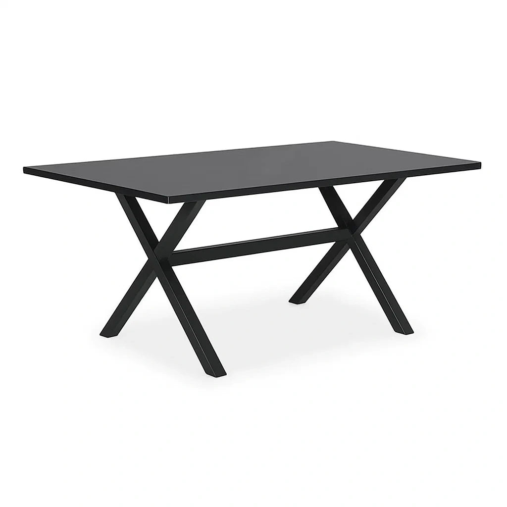 Rechteckiger Esstisch aus Metall, Schwarz, 150 x 90 cm
