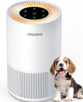 Luchtreiniger Mooka H13 True HEPA-, 13dB ultrastille luchtreiniger, voor slaapkamer, huisdieren, met aromatherapie, kinderslot, voor rook, geur