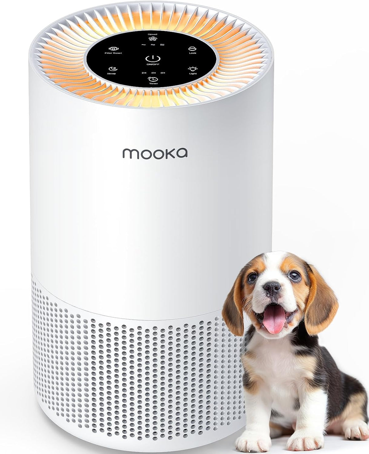 Luchtreiniger Mooka H13 True HEPA-, 13dB ultrastille luchtreiniger, voor slaapkamer, huisdieren, met aromatherapie, kinderslot, voor rook, geur
