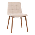 Stuhl Beige Mikrofaser mit Eichenholzbeinen