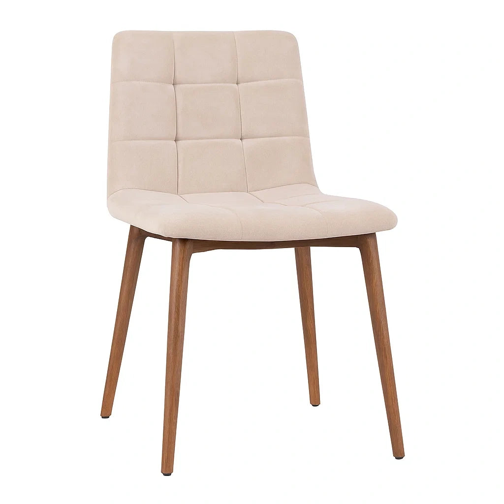 Stuhl Beige Mikrofaser mit Eichenholzbeinen