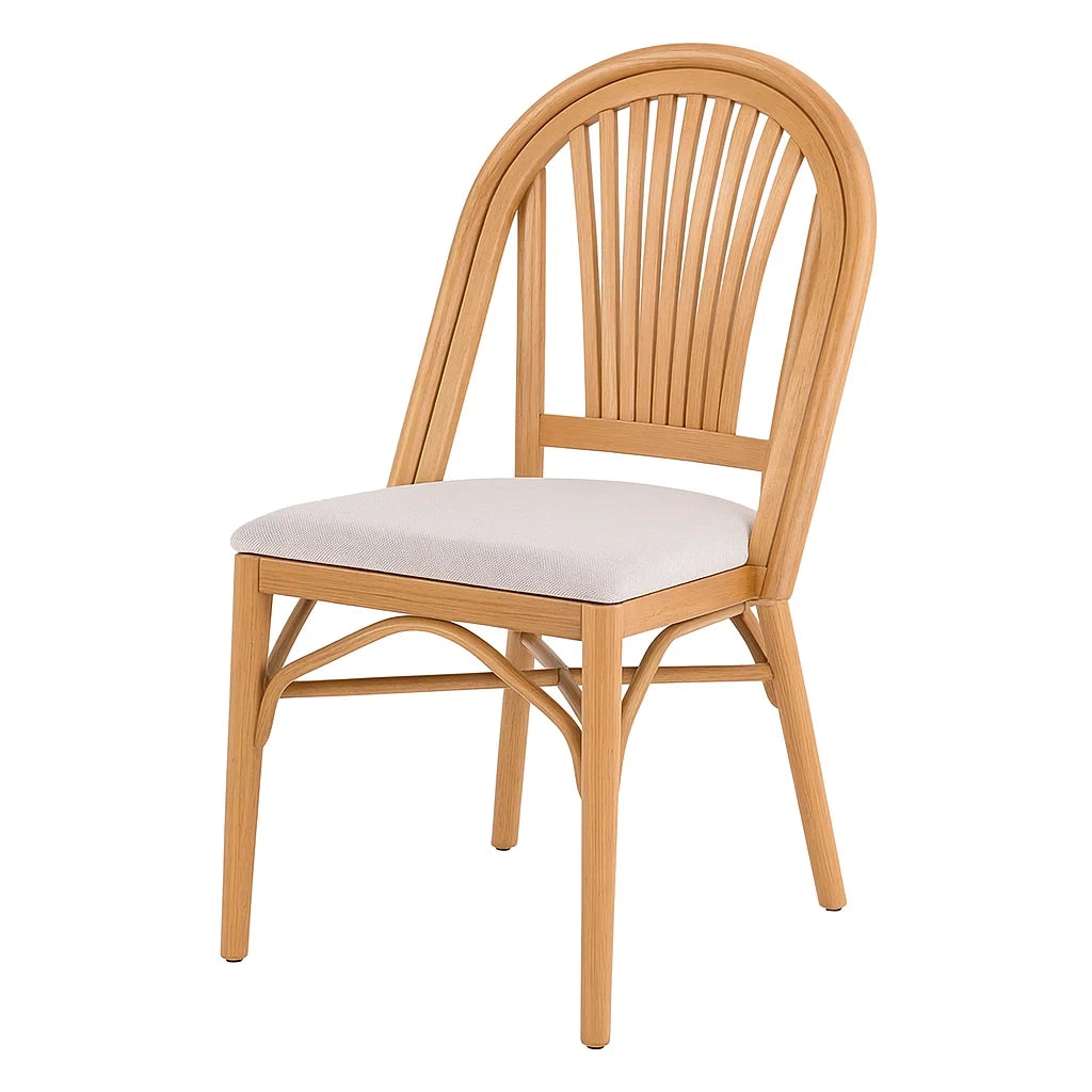Esszimmerstuhl Holz mit Polyesterstoff Beige