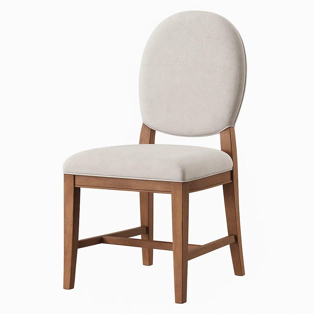 Esszimmerstuhl Beige Leinen Massivholz