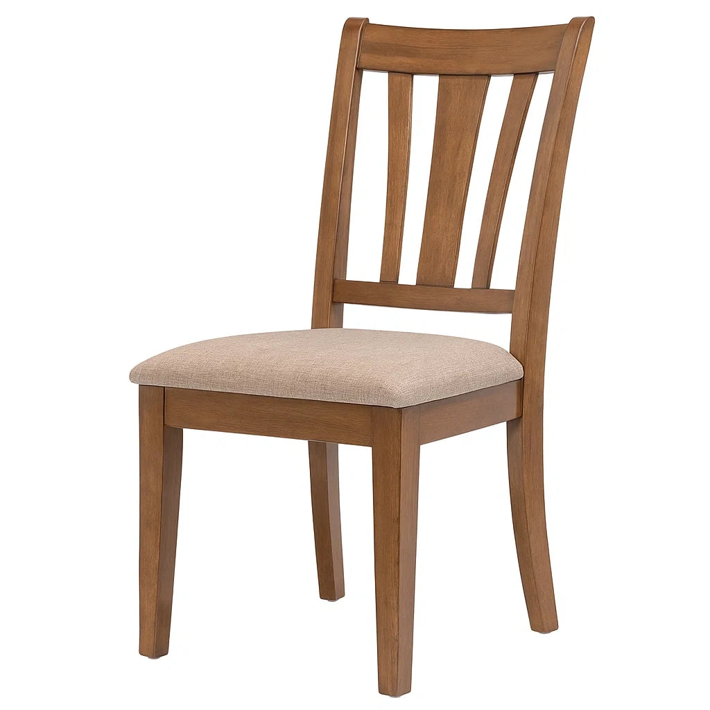 Esszimmerstuhl Holzrahmen mit Polyester Stoffbezug Beige