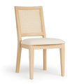 Esszimmerstuhl Eichenholz Rattan Rückenlehne Beige Polsterung