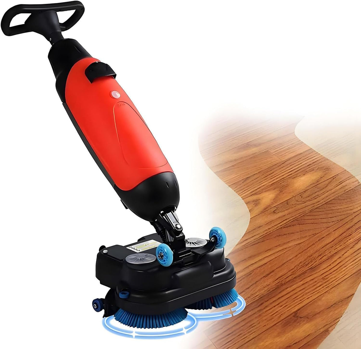 Yanddea Vloerreinigingsmachine Commerciële vloerreiniger, met 43 cm reinigingsbreedte, roterende dubbele borstels en 360° draaibare kop Red