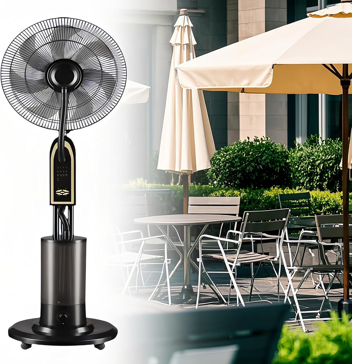 Ventilator Dmvwjr, 42 cm, met grote inhoud 4 l, 90 graden draaibaar, 3 koelsnelheden, afstandsbediening, voor binnen en buiten, waterreservoir
