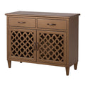 Kommode Holz Braun mit Metallgriffen und Ornamenten