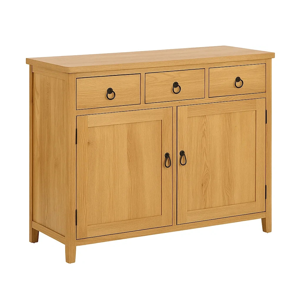 Kommode Eiche Massivholz 3 Schubladen 2 Türen 100x40x80cm