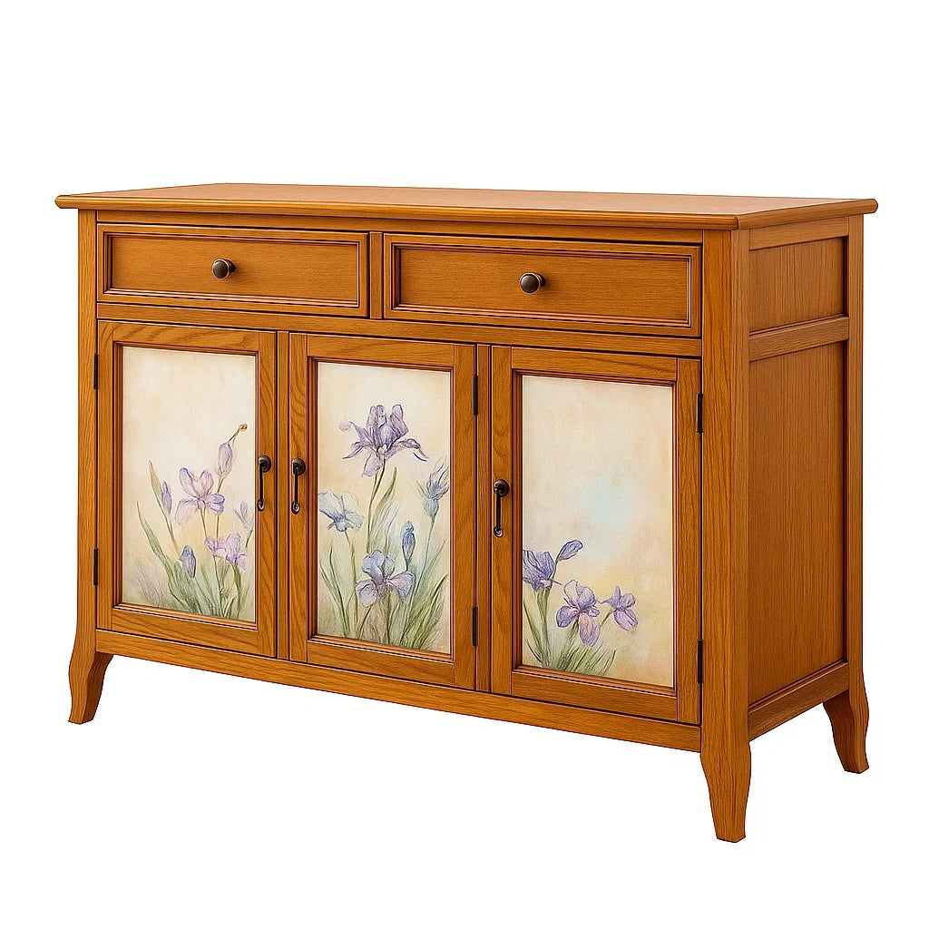 Eichenschrank mit Blumendekor, 2 Schubladen, 3 Türen