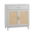 Sideboard aus Holz mit Rattangeflecht Grau 80x40x100cm