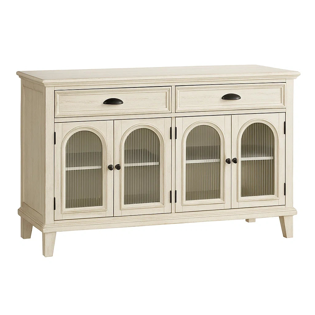 Sideboard aus Holz mit Glastüren Beige 140x45x85cm