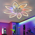 Qingying Ventilator Bloemenplafondventilatoren, omkeerbare 6 snelheden dimbare ventilatorverlichting plafond, met lampen en afstandsbediening, voor