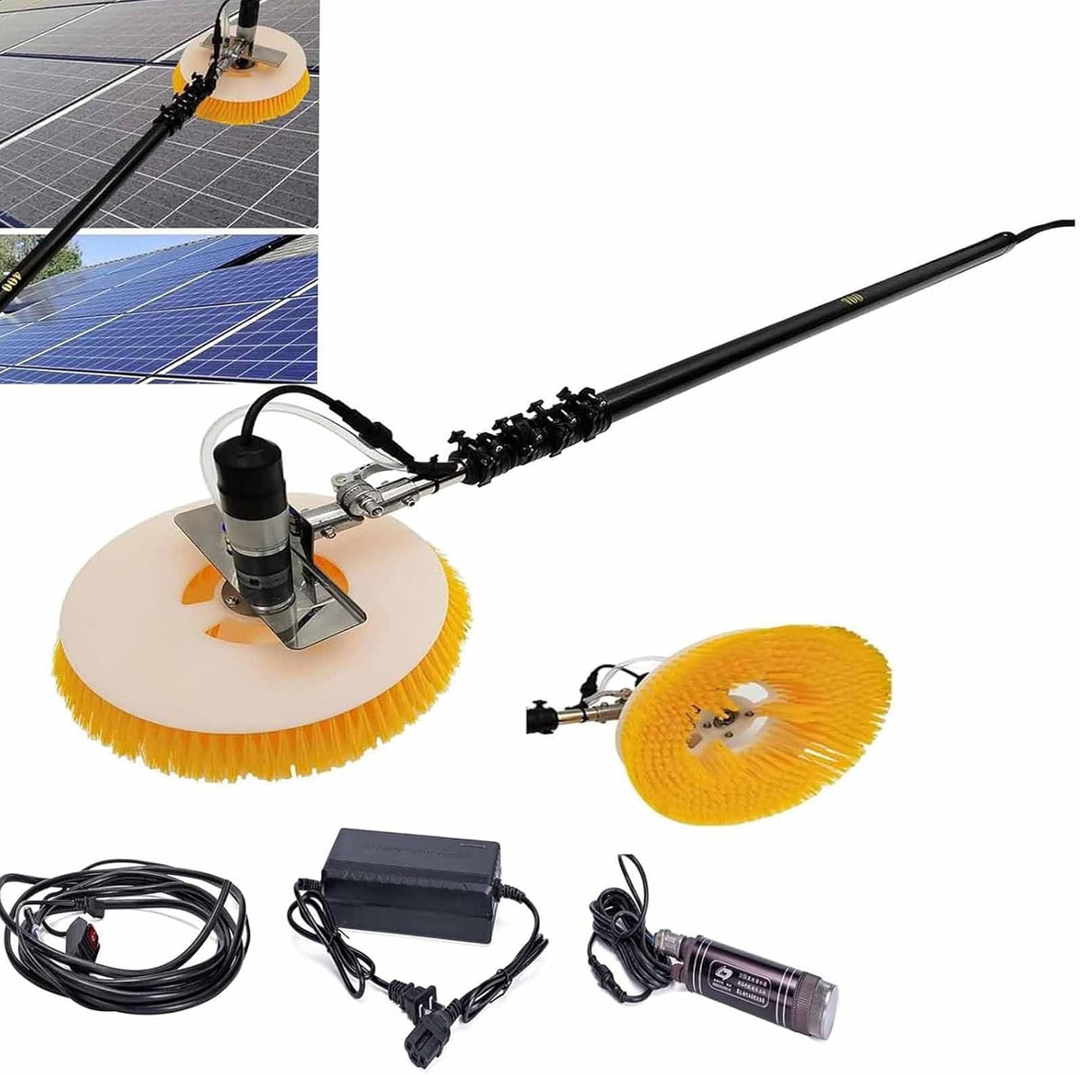 ZenSeFarin Raamreiniger Reinigingspaal Fotovoltaïsche zonnepaneelreinigingsborstel, MainsElectricity-3.5M/11.4FT