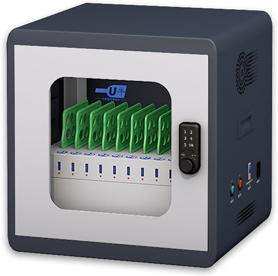 Ventilator Laad- en opslagkar, voor mobiel apparaat, met elektronisch slot, USB-oplaadstation, met desinfectie en koelventilator