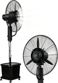 Mariych Ventilator Grote, met 3 snelheden, zwarte watertank van 42 liter, 90 ° oscillatie, (Diameter 81cm), verstelbare vernevelings ventilator, huis
