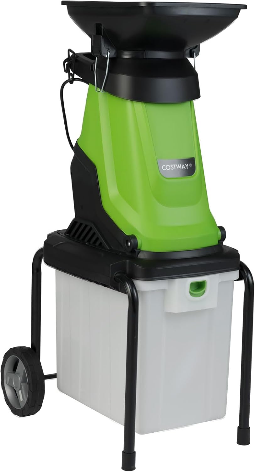 Fantask Hakselaars, shredder Elektrische tuinhakselaar, 3000 W 55 x 44 x 106 cm, 50 l opvangbak, snijdikte 45 mm, voor tuinreiniging (groen), bekabeld