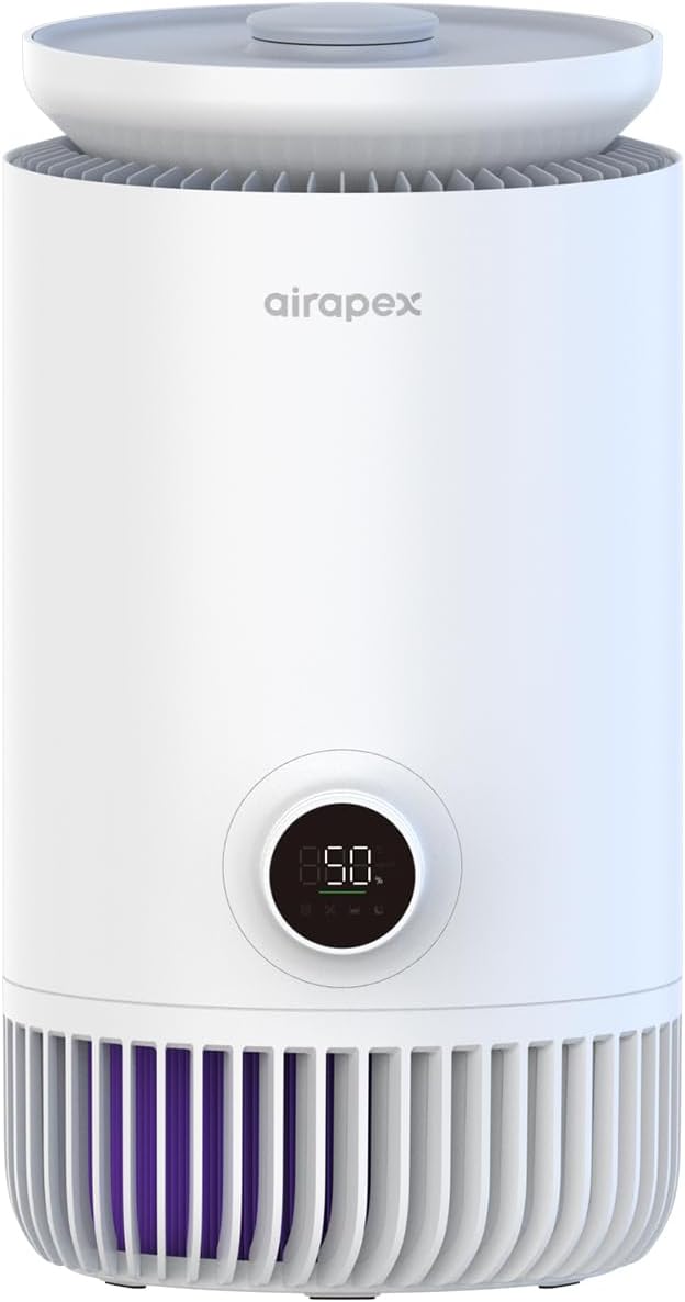 Airapex Luchtreiniger T3, HEPA-filter, voor slaapkamer, voor het verwijderen van allergieën, stof, pollen, dierenschubbengeur