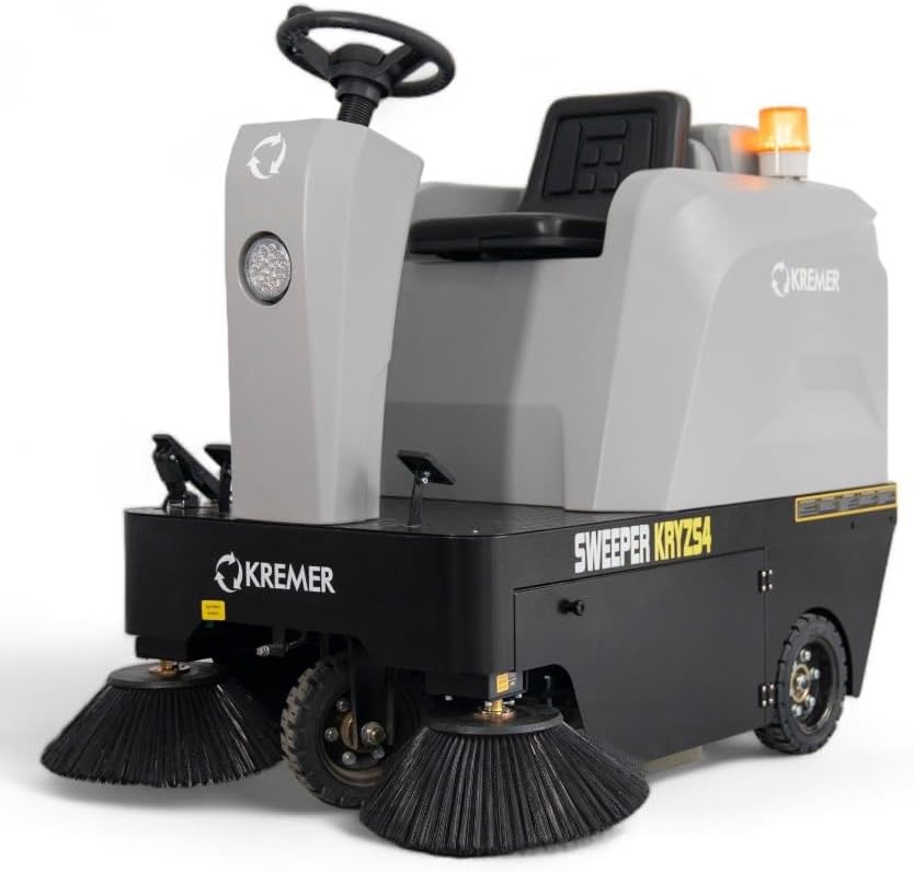DeTec. Veegmachines Kremer KRYZS4 Zitveegmachine, 48 V, 67 Ah, Met 6.380 M2/h Oppervlaktevermogen, Elektrische Hallen, Voor Het Rijden