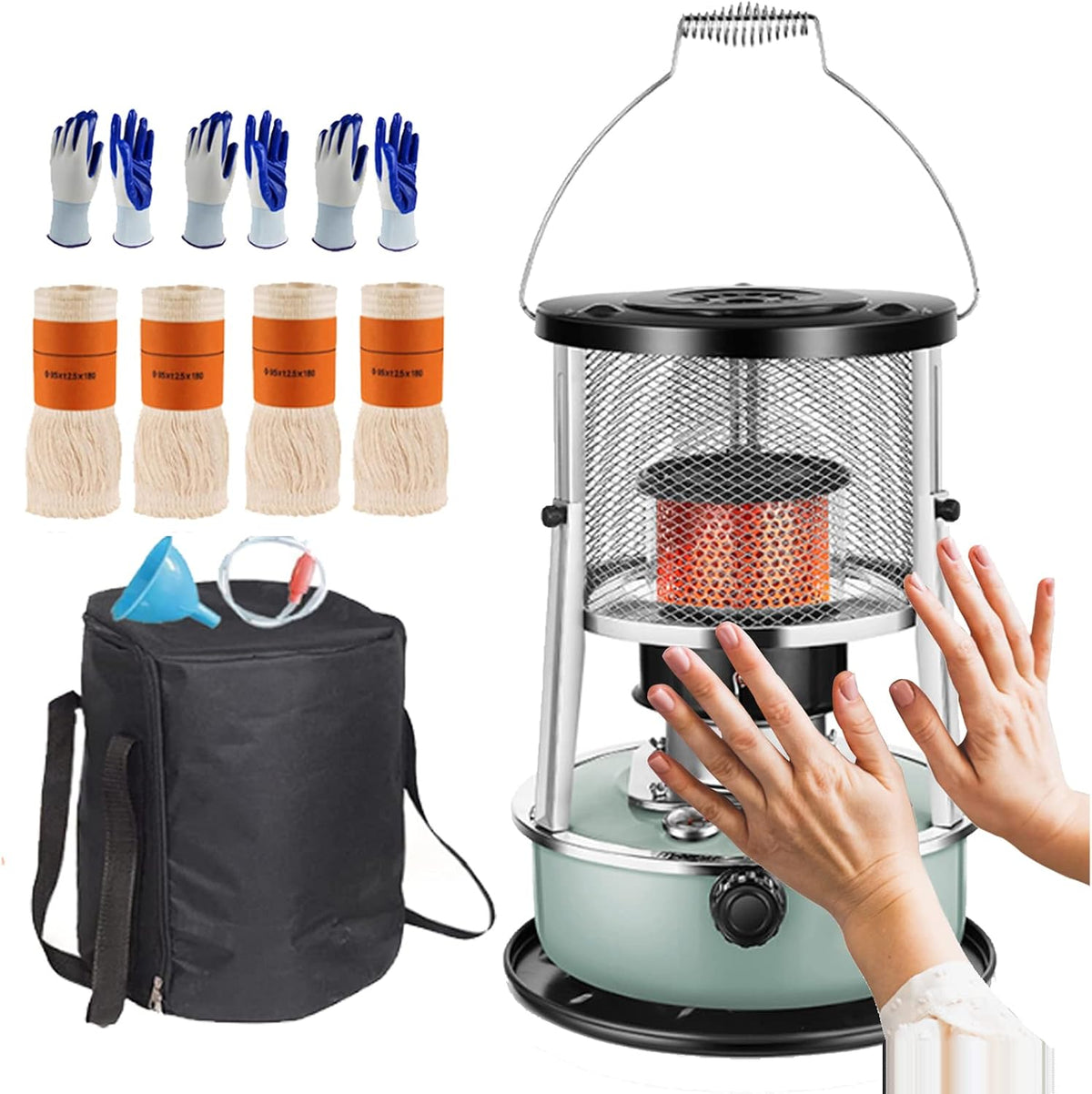 Jyssh Elektrische kachel Kerosine, Draagbaar Kerosine Kachelverwarmer, Lichtgewicht Kerosine Olieverwarmer, Camping Olieverwarmers, Blue
