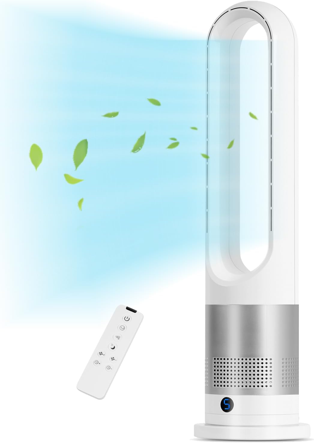 Ezsmart Ventilator 28dB Torenventilator, 66 cm 80° oscillerende stille ventilator 8-uurs timer, 8 instelbare windstanden, met afstandsbediening
