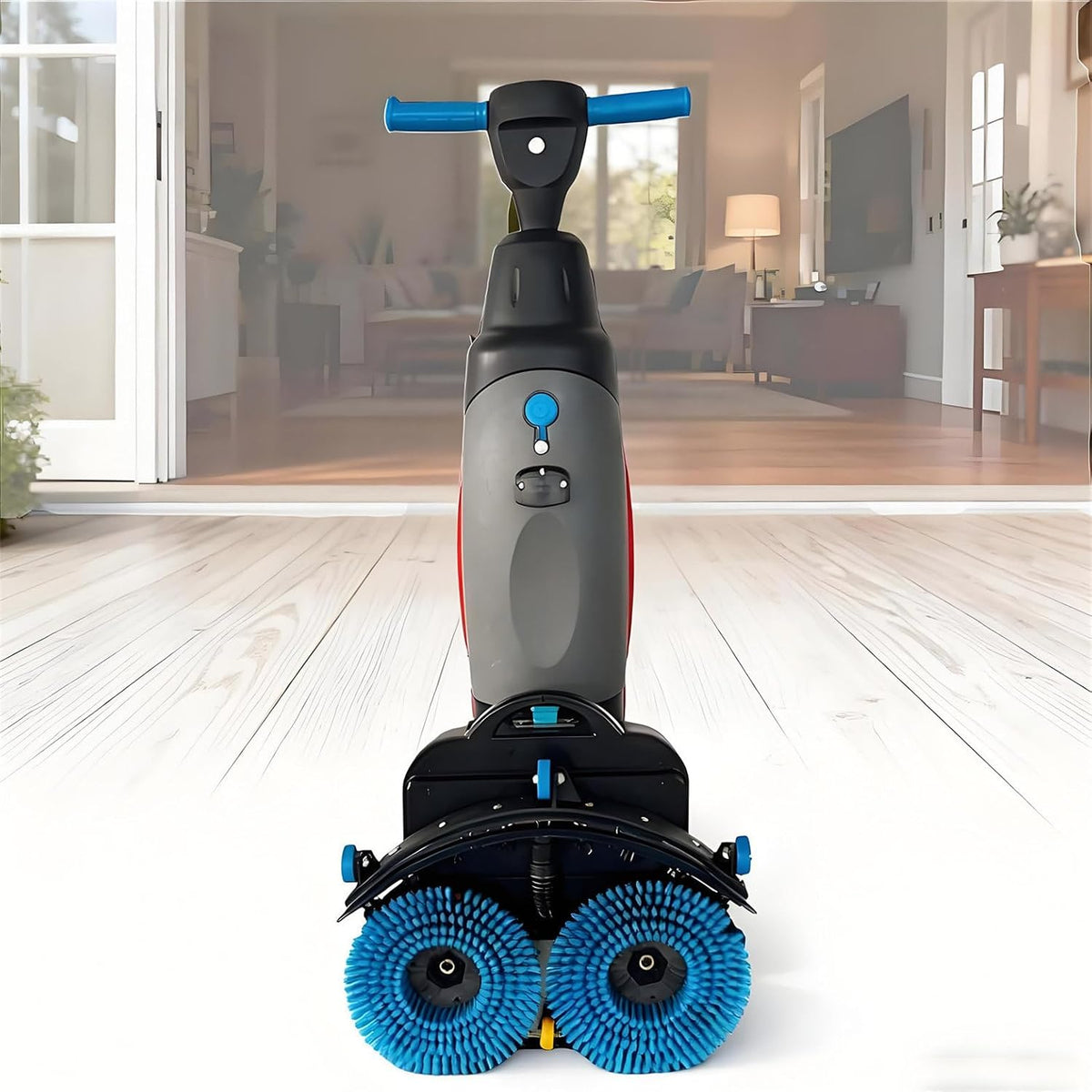 Gyqssd Polijstmachine Commerciële Vloerschrobber, Bereik 13000 M2/Uur grijs, Met Dubbele Borstels En 43 Cm Reinigingsbreedte