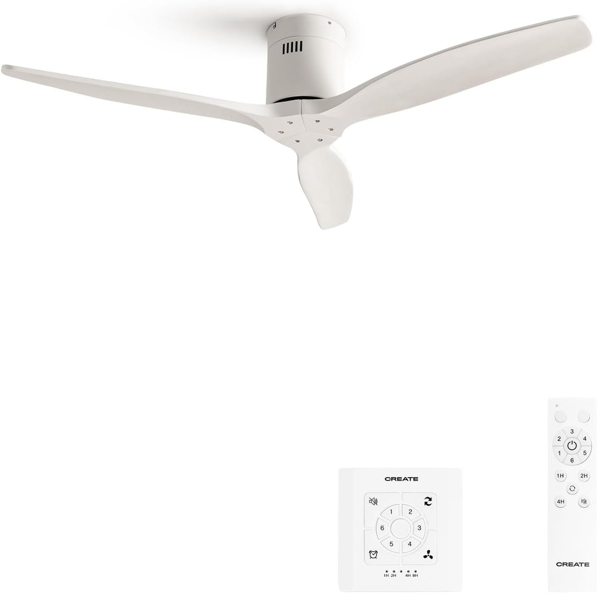 Create Ventilator / Windcalm M Plafondventilator ABS wit, met afstandsbediening en wandschakelaar / 40 W, timer van 1 tot 4 uur, Ø 132 cm, 6 snelheden